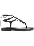 Ann Demeulemeester Strappy Thong Flat Sandal - Black