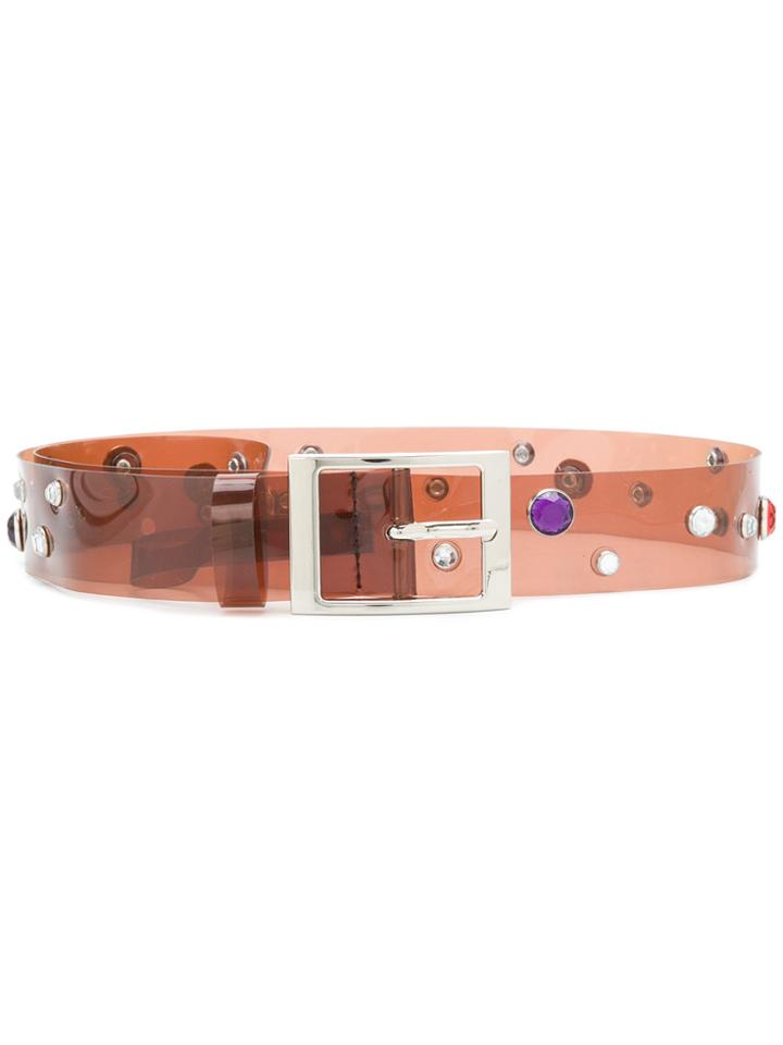 Alessandra Rich Crystal Embellished Belt - Brown