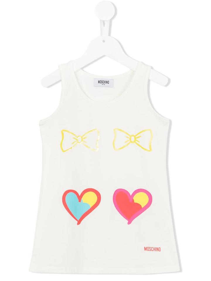 Moschino Kids Heart Print Tank Top, Girl's, Size: 12 Yrs, White
