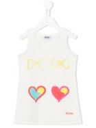 Moschino Kids Heart Print Tank Top, Girl's, Size: 12 Yrs, White