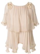 Chloé Ruffled Fringed Blouse - Nude & Neutrals