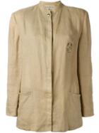 Versace Vintage Mandarin Collar Jacket, Women's, Size: 42, Nude/neutrals