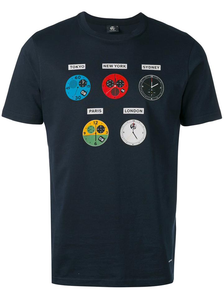 Ps By Paul Smith - Clock-print T-shirt - Men - Cotton - Xxl, Black, Cotton