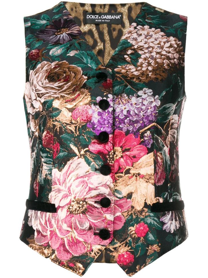 Dolce & Gabbana Floral Print Vest - Green