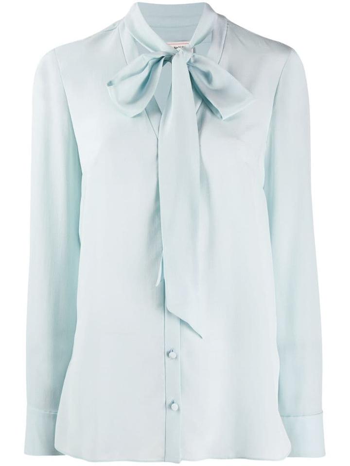 Alexander Mcqueen Crepe De Chine Neck Tie Blouse - Blue