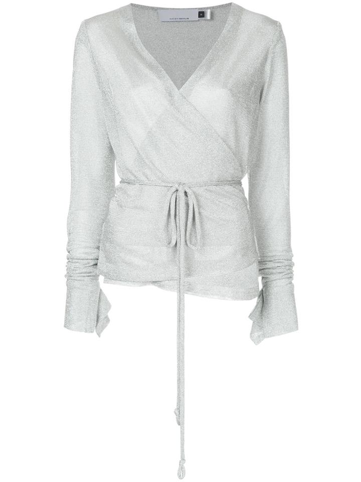 Kacey Devlin Metallic Wrap Blouse