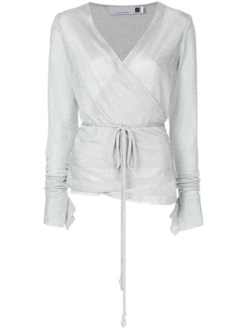 Kacey Devlin Metallic Wrap Blouse