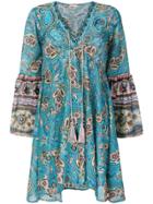 Anjuna Bohemian Print Flared Dress - Blue
