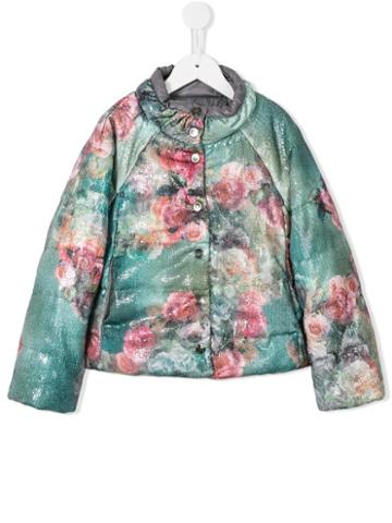 Miss Blumarine Sequin Embroidered Floral Bomber, Girl's, Size: 12 Yrs