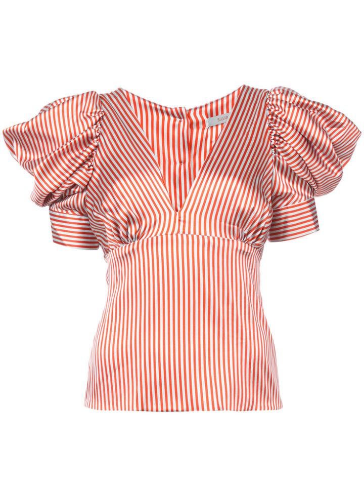 Silvia Tcherassi Striped Puff Sleeve Top - Pink & Purple