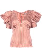 Silvia Tcherassi Striped Puff Sleeve Top - Pink & Purple