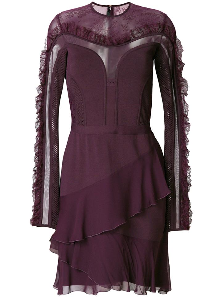 Elie Saab Sheer Panel Dress - Pink & Purple