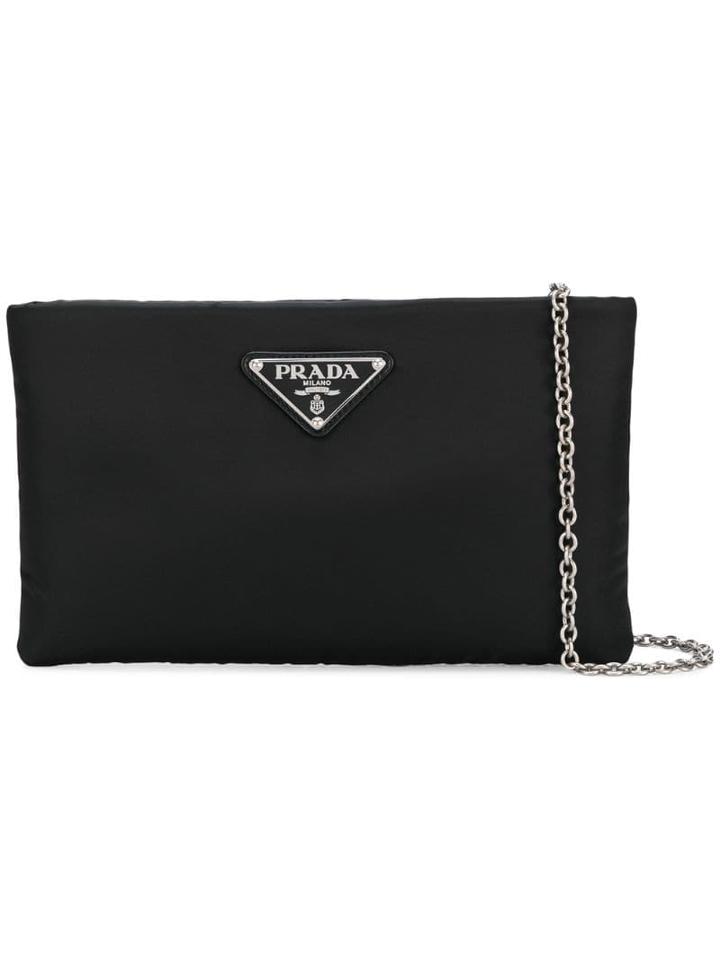 Prada Triangle Logo Padded Pouch - Black