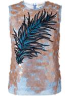 Emilio Pucci - Sequined Feather Embroidery Top - Women - Silk/polyamide/viscose - 40, Nude/neutrals, Silk/polyamide/viscose