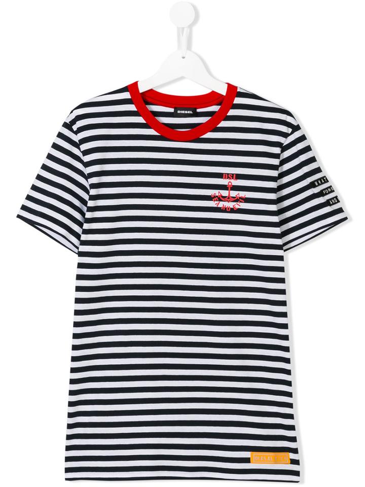 Diesel Kids Striped T-shirt, Boy's, Size: 16 Yrs, Blue