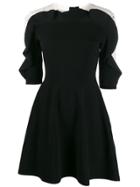 Valentino Lace Insert Flared Dress - Black