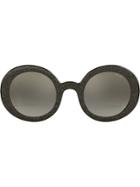 Miu Miu Eyewear Smoke Glitter Round Frame Sunglasses - Grey