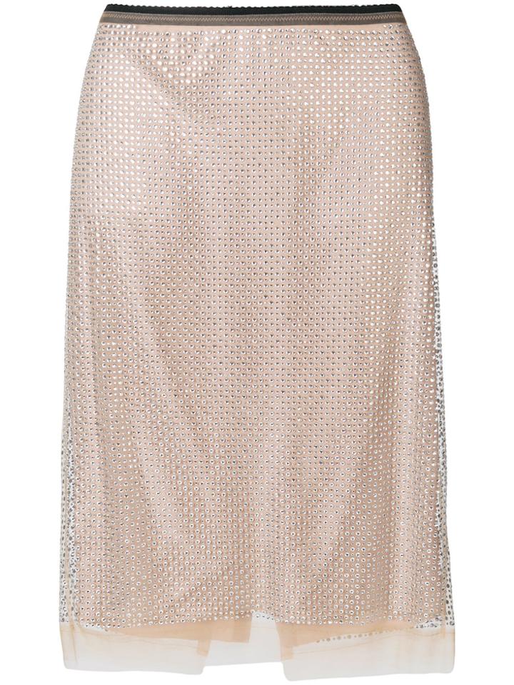 No21 Gemstone Embellished Pencil Skirt - Pink & Purple