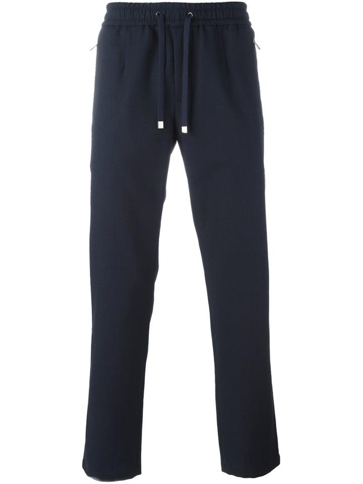 Dolce & Gabbana Cropped Track Pants, Men's, Size: 46, Blue, Cotton/wool