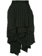 Facetasm Pleated Asymmetric Tiered Skirt - Black
