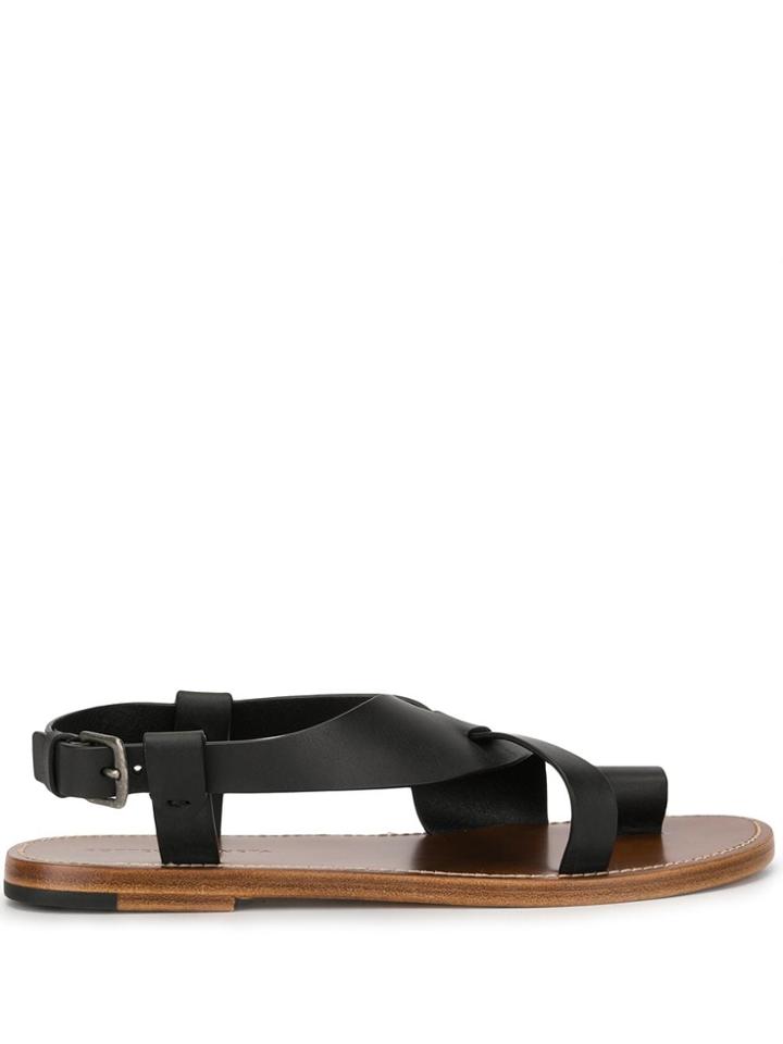 Bottega Veneta Toe Strap Buckle Detail Sandal - Black