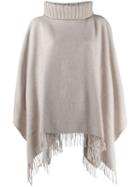 Fabiana Filippi Rollneck Knit Poncho - Neutrals