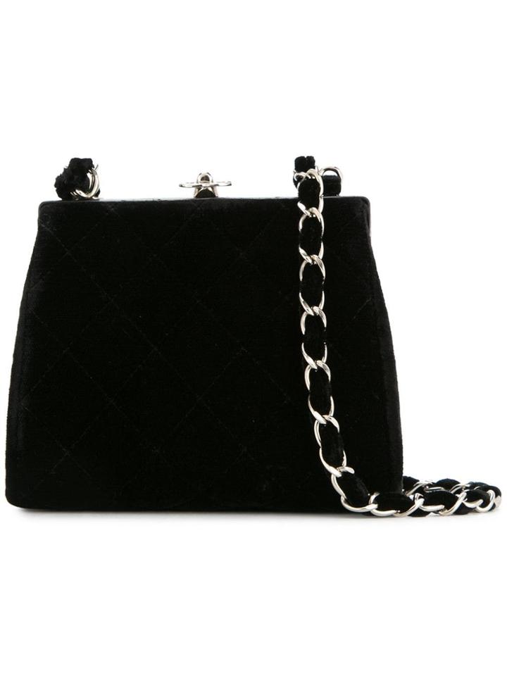 Chanel Vintage Chanel Quilted Cc Chain Shoulder Bag - Black