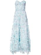 Marchesa Notte Floral-appliquéd Lace Gown - Blue