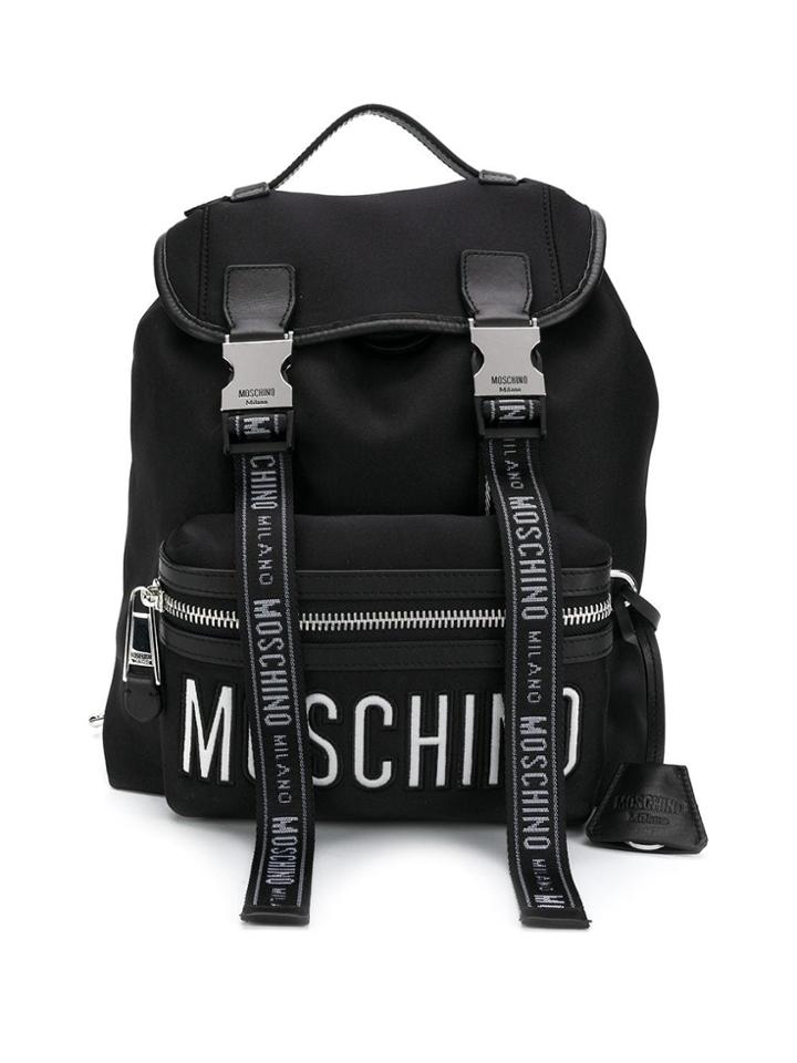 Moschino Logo Straps Backpack - Black
