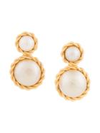 Chanel Vintage Double Pearl Earrings - Gold