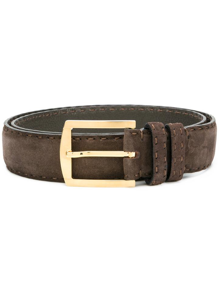 Kiton Stitch Detail Belt - Brown