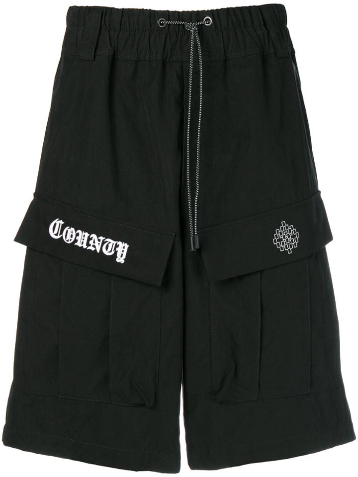 Marcelo Burlon County Of Milan Logo Drawstring Shorts - Black