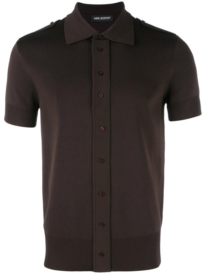 Neil Barrett Short-sleeve Shirt, Men's, Size: Xs, Brown, Viscose/nylon