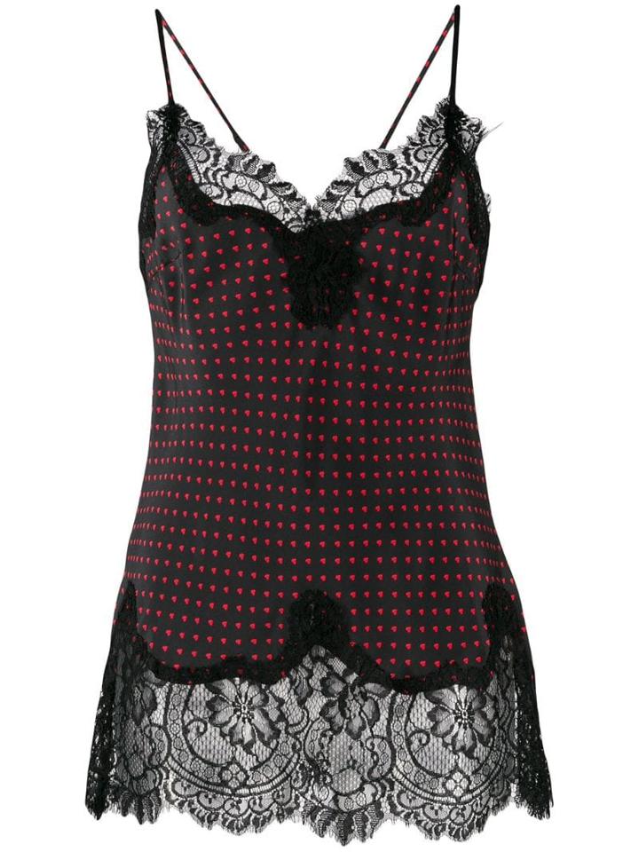 Gold Hawk Sleeveless Heart Print Top - Black