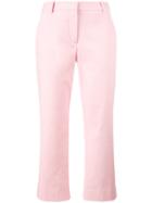 Sies Marjan - Twill Cropped Trousers - Women - Silk/cotton/spandex/elastane - 8, Pink/purple, Silk/cotton/spandex/elastane