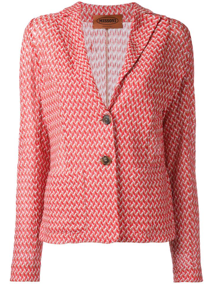 Missoni - Woven Zig Zag Blazer - Women - Cotton/viscose - 46, Women's, Red, Cotton/viscose