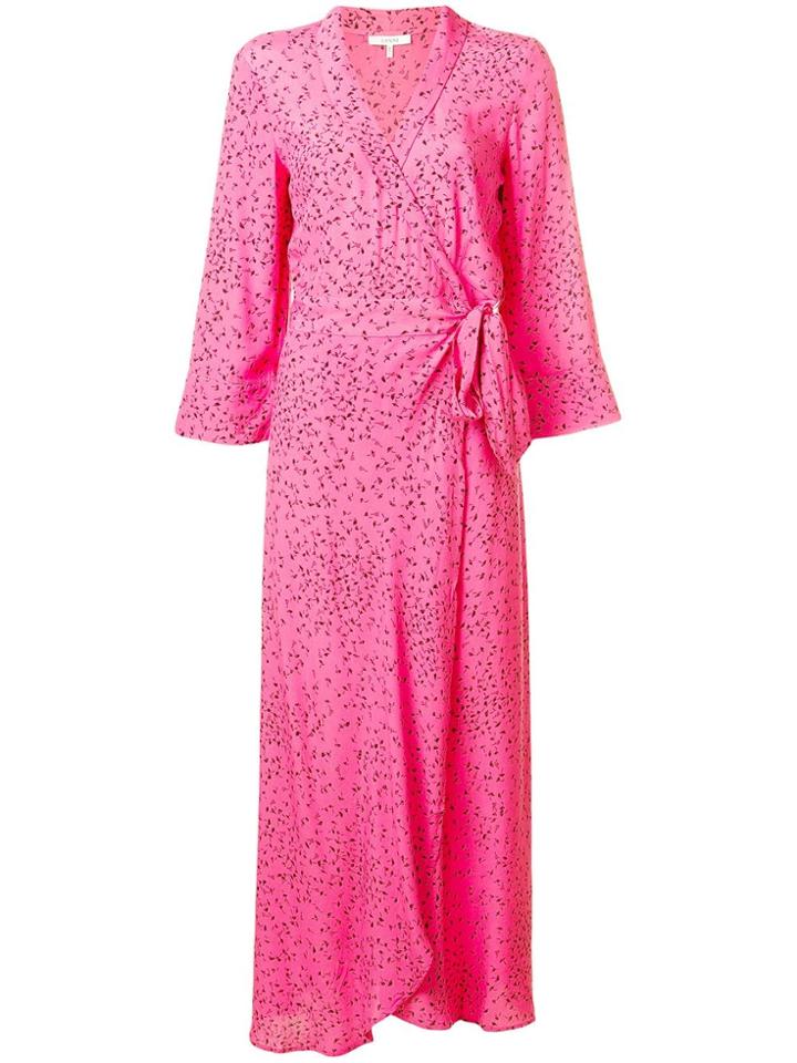 Ganni Floral Wrap Dress - Pink & Purple