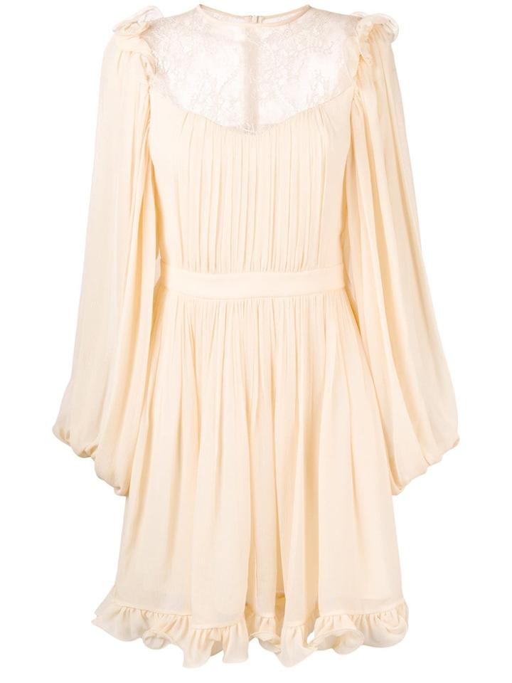 Reinaldo Lourenço Long-sleeve Flared Dress - Nude & Neutrals