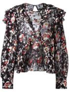 Isabel Marant Rose Embroidery Blouse, Women's, Size: 38, Black, Silk/polyester
