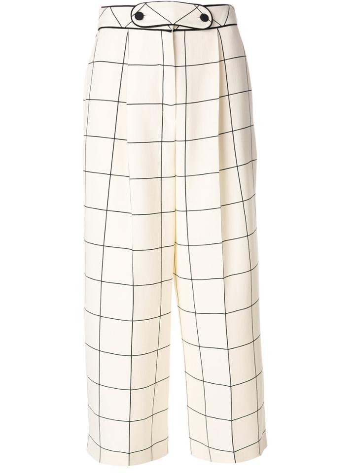 Valentino Checked Wide Leg Trousers - Nude & Neutrals