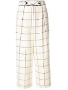Valentino Checked Wide Leg Trousers - Nude & Neutrals