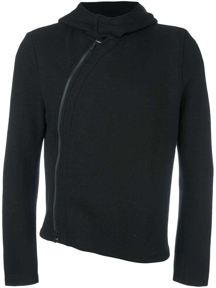 Ann Demeulemeester Asymmetric Zip Up Hoodie, Men's, Size: Large, Black, Wool