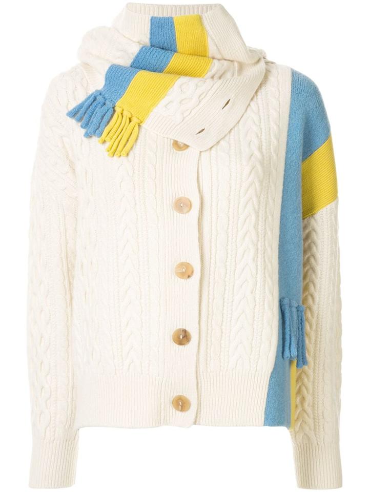 Sjyp Neck Warmer Detailed Cardigan - White