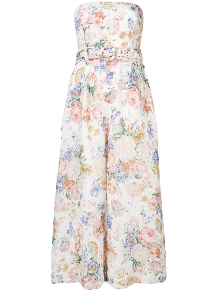 Zimmermann Floral Bustier Jumpsuit - White