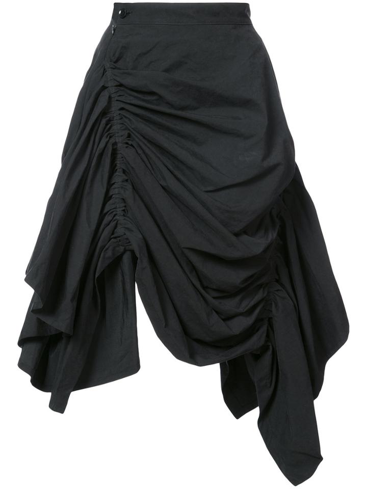 Yohji Yamamoto Ruche Asymmetric Skirt - Black