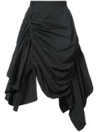 Yohji Yamamoto Ruche Asymmetric Skirt - Black