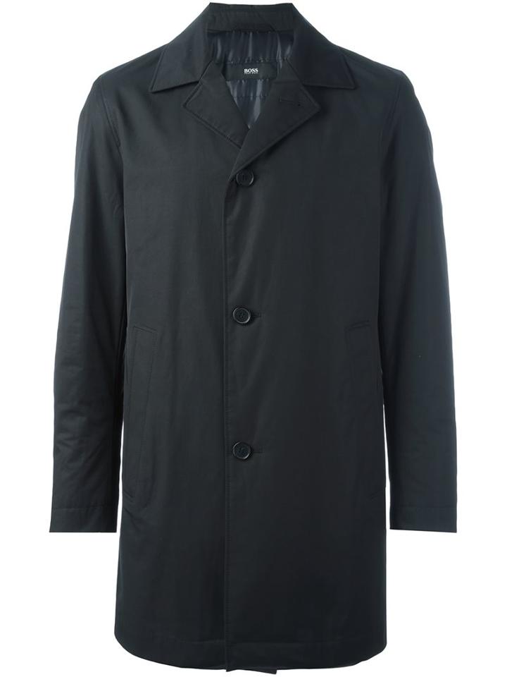 Boss Hugo Boss Single Breasted Coat, Men's, Size: 50, Black, Cotton/polyamide/polyester/virgin Wool