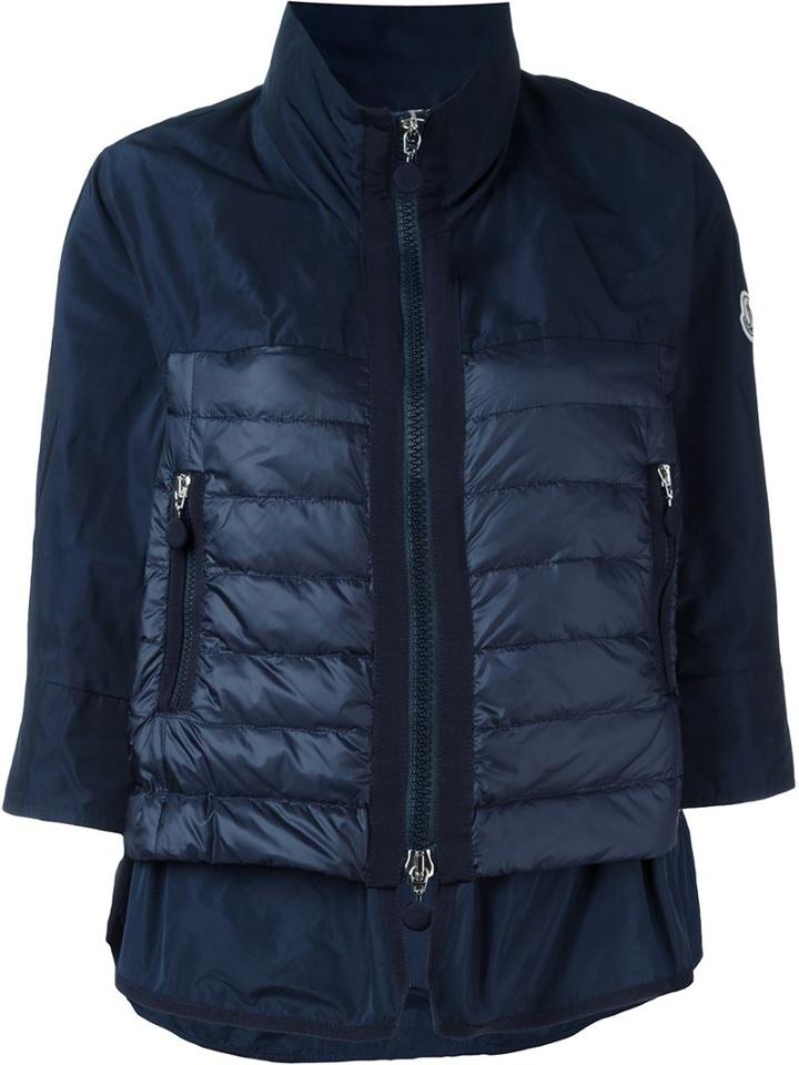 Moncler Layered Hem Puffer Jacket, Women's, Size: 2, Blue, Polyester/polyamide/feather Down