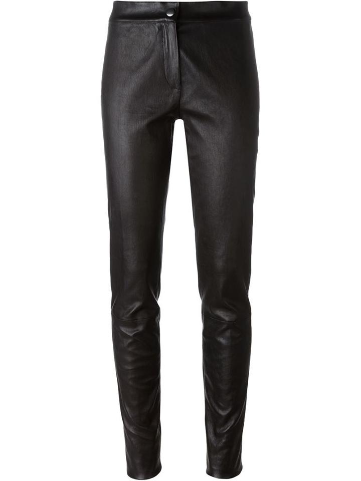 Ann Demeulemeester Skinny Trousers, Women's, Size: 36, Black, Cotton/leather/rayon