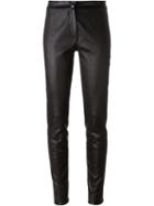 Ann Demeulemeester Skinny Trousers, Women's, Size: 36, Black, Cotton/leather/rayon